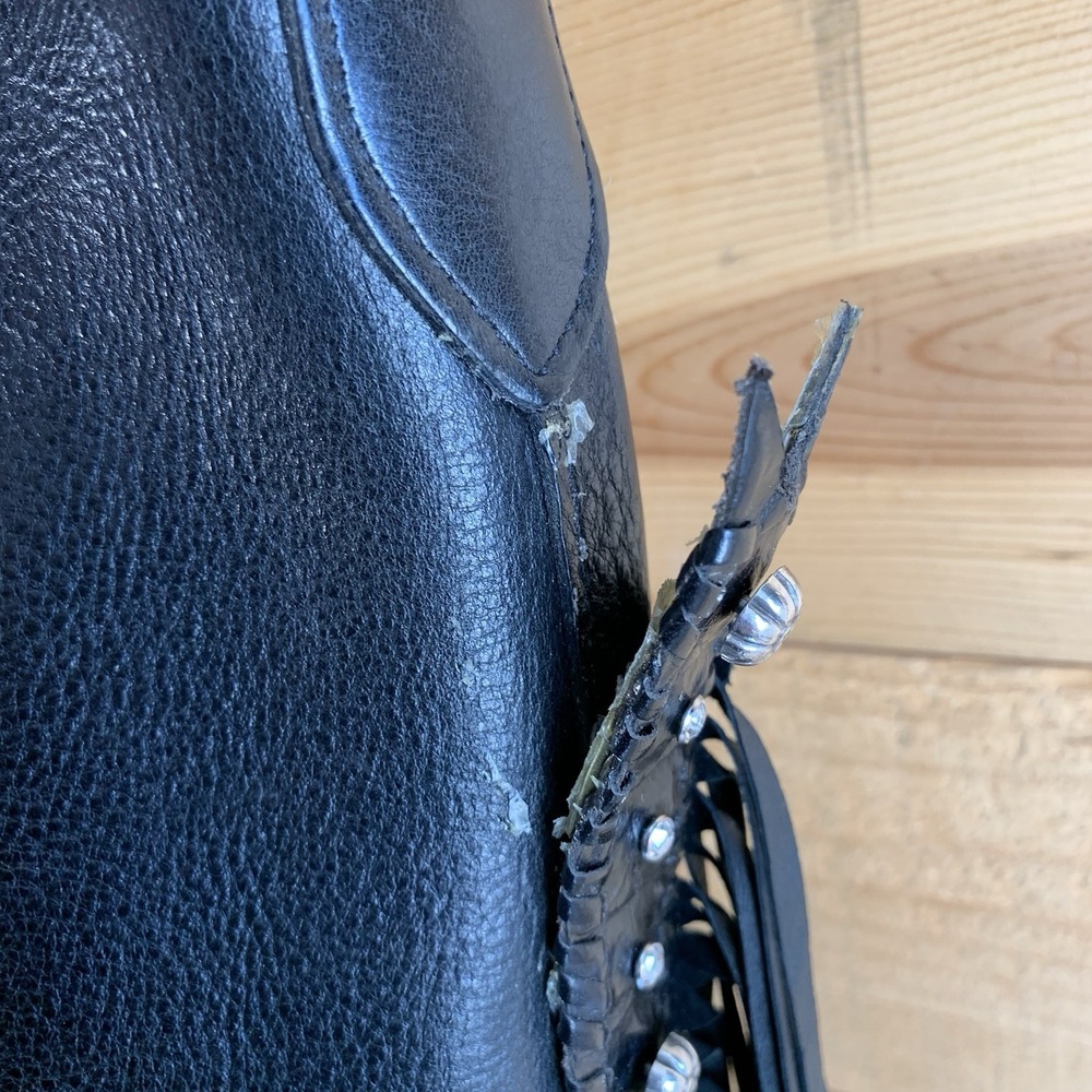 Two Bar West‎ Large Leather Purse Tote Fringes *Flaws* Stones Studded Western - Picture 7 of 10